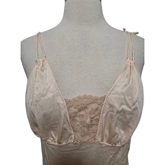 Sexy Vintage Nightgown Size Medium Long Pale Peach Sheer Lace Tom Bezduda Barad - Picture 4 of 10